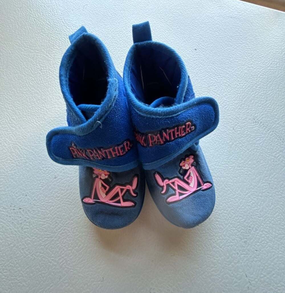 Pink Panther Children's Plush Indoor Slipper Boots with Velcro Closure